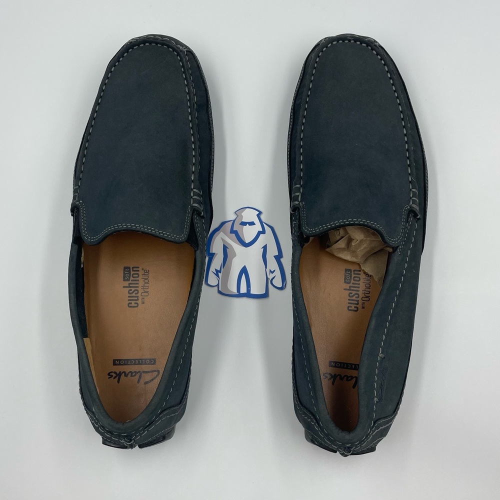 Clarks Collection Soft Cushion with Ortholite Blue Slip-On Men’s Sz 9.5 - Picture 3 of 6